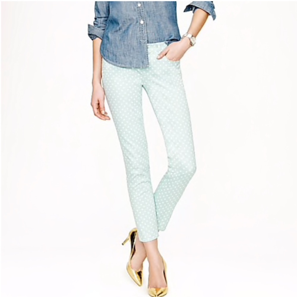 J. Crew CROPPED MATCHSTICK JEAN IN DOT SPEARMINT